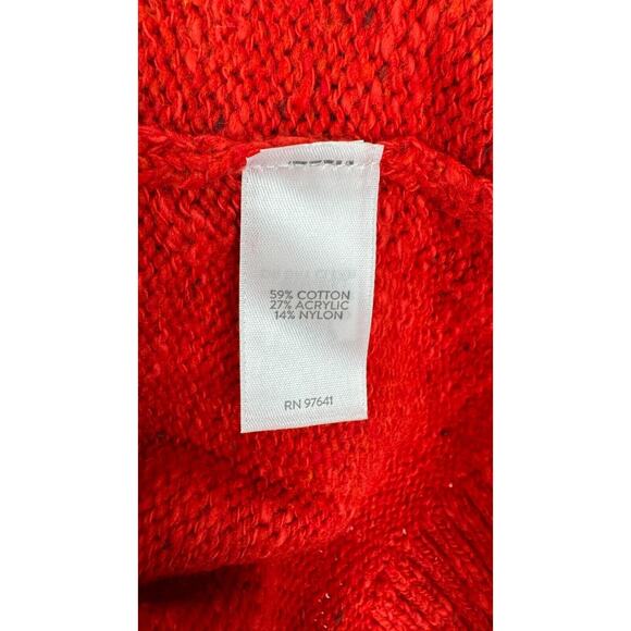 J Jill Womens Cabin Tweed Knit Sweater Turtleneck Chili Multi Red Large NWT - Picture 12 of 15